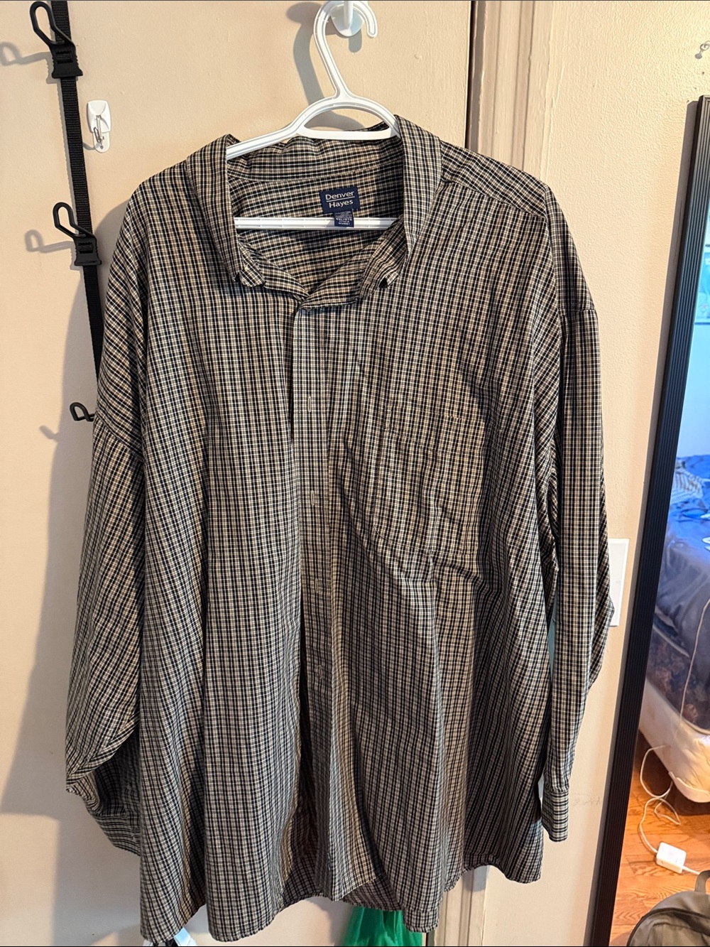 Denver Hayes Black and White Check Button-Down Shirt